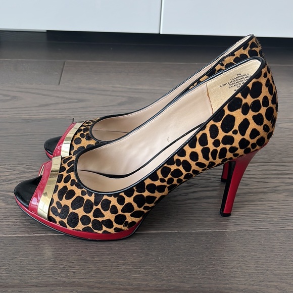 Nine West Leather Peep Toe Pumps - Picture 4 of 10